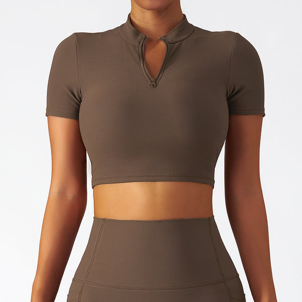 Half Zip Crop Top