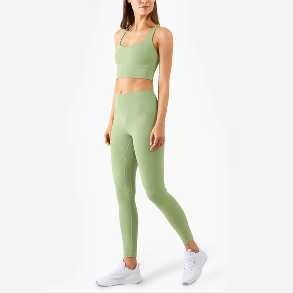 Conjunto de sujetador deportivo con espalda cruzada y legging supersuave de tiro alto para mujer