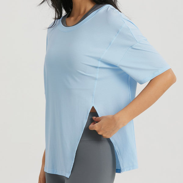 T-Shirt O neck/Side Waist Split Design